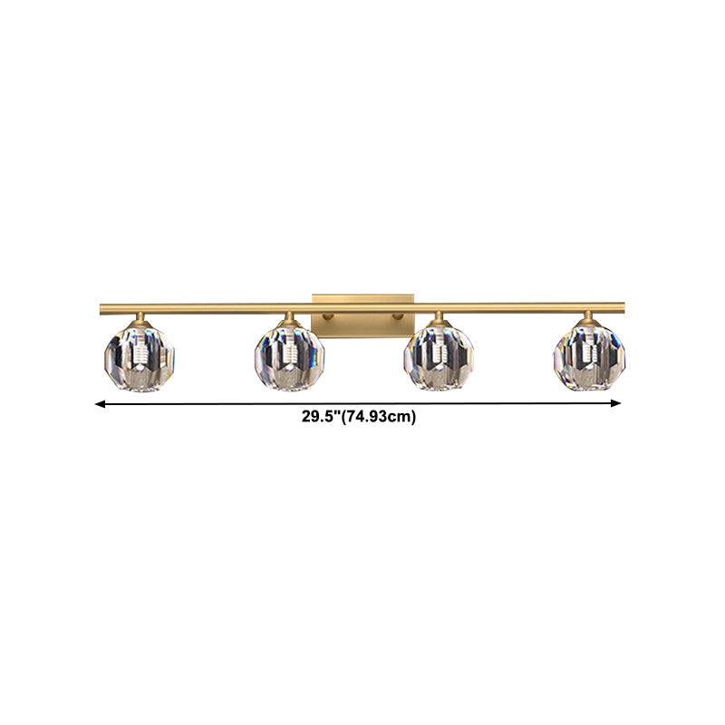 Crystal Round Mirror Wall Light Modern Multi Lights Mirror Wall Light Fixture in Brass