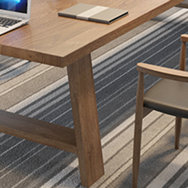 Modern Solid Wood Writing Desk Rectangular Writing Desk in Brown