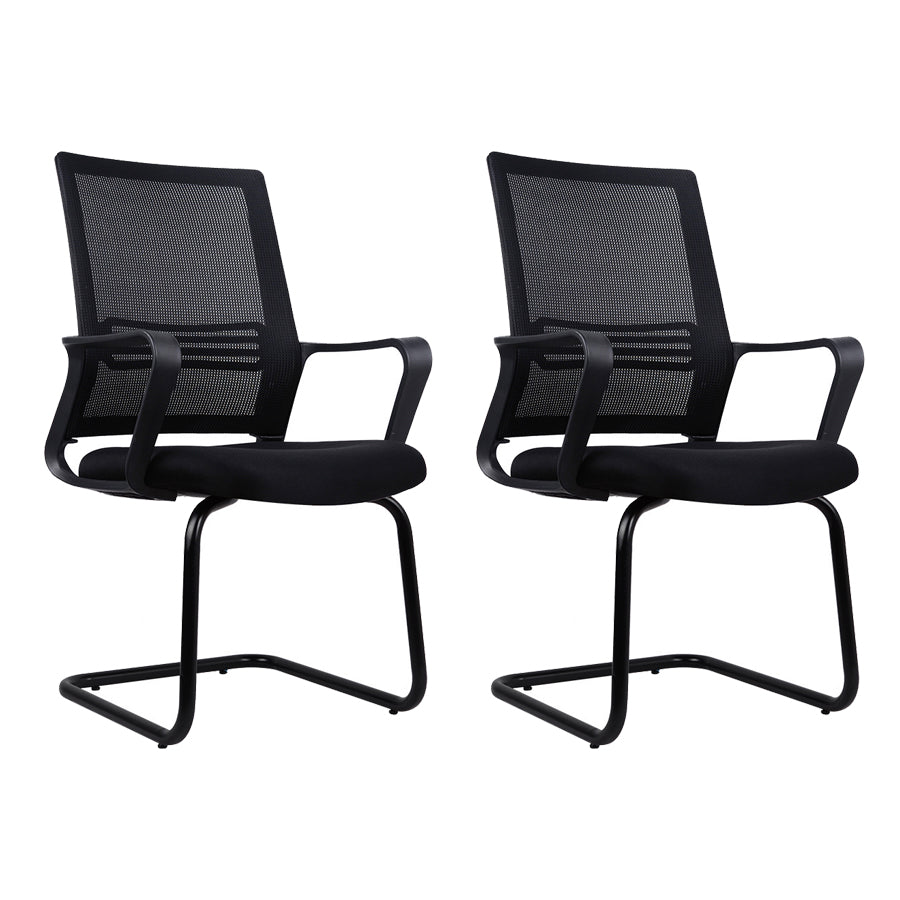 Contemporary Fabric Swivel Chair High-Back Arm Office Chair in Black