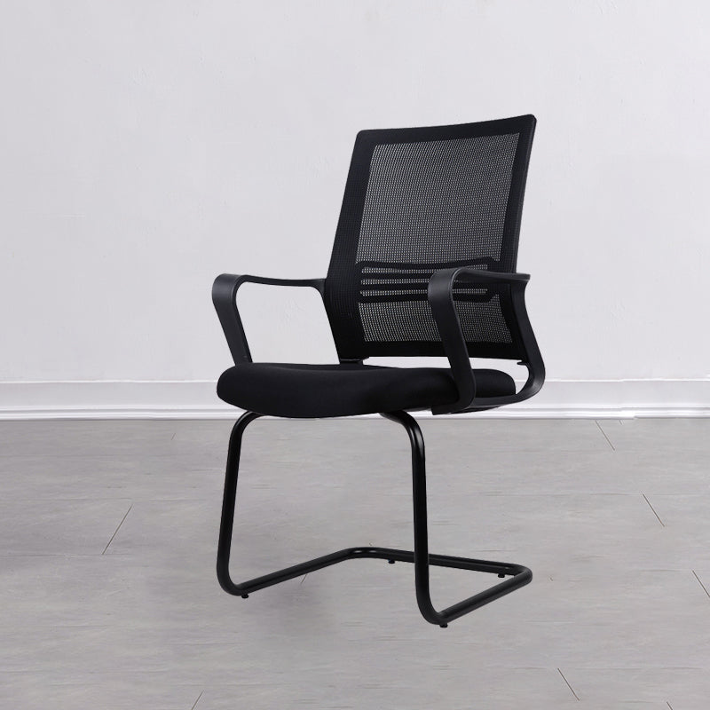 Contemporary Fabric Swivel Chair High-Back Arm Office Chair in Black