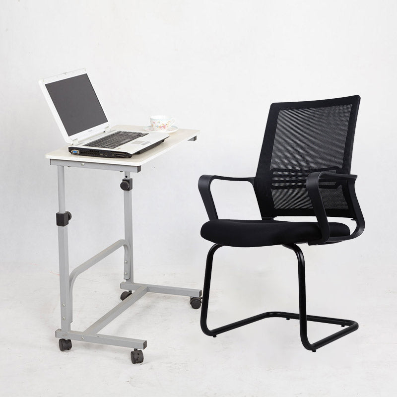 Contemporary Fabric Swivel Chair High-Back Arm Office Chair in Black