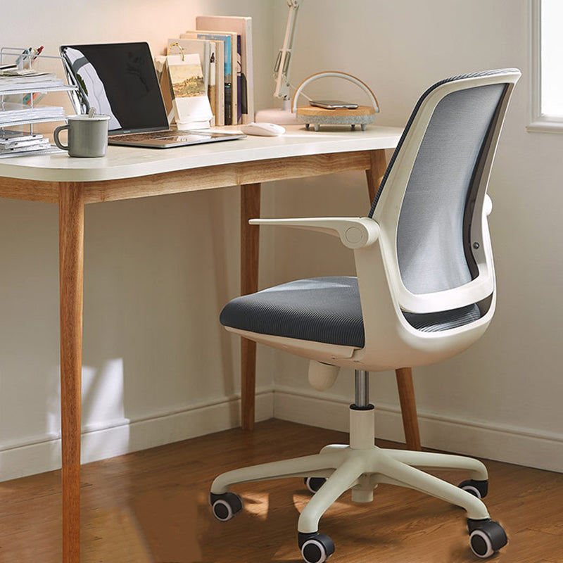Deluxe Chair With Breathable AirGrid Back Fixed Arms White Frame Office Chair