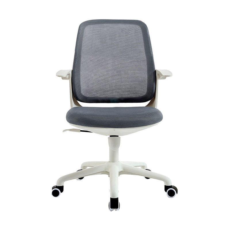 Deluxe Chair With Breathable AirGrid Back Fixed Arms White Frame Office Chair
