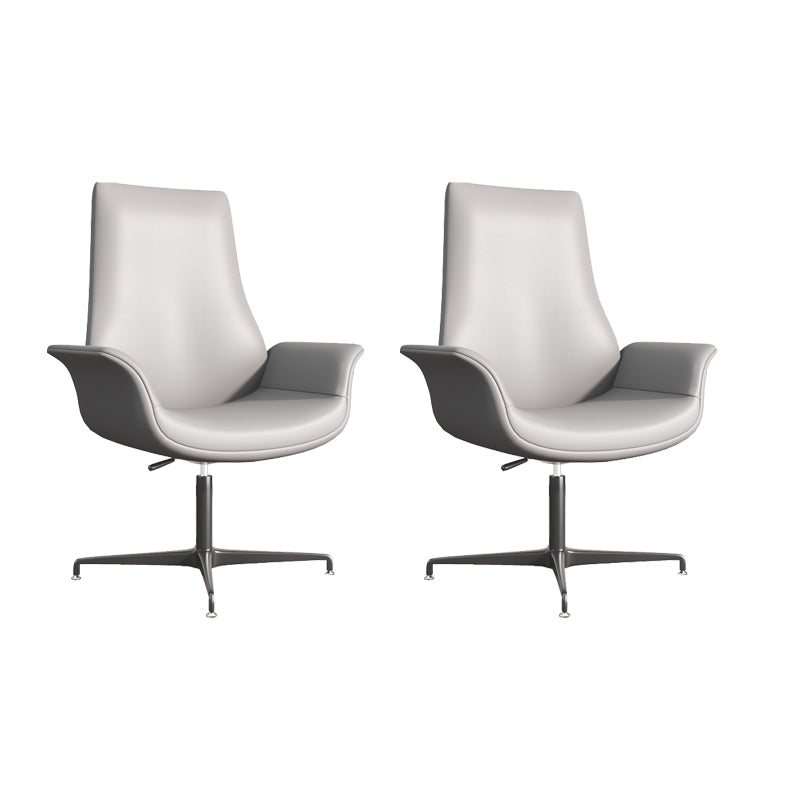 Modern Upholstered Office Chair Fixed Arm Task Chair with Steel Base