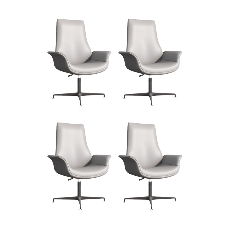 Modern Upholstered Office Chair Fixed Arm Task Chair with Steel Base