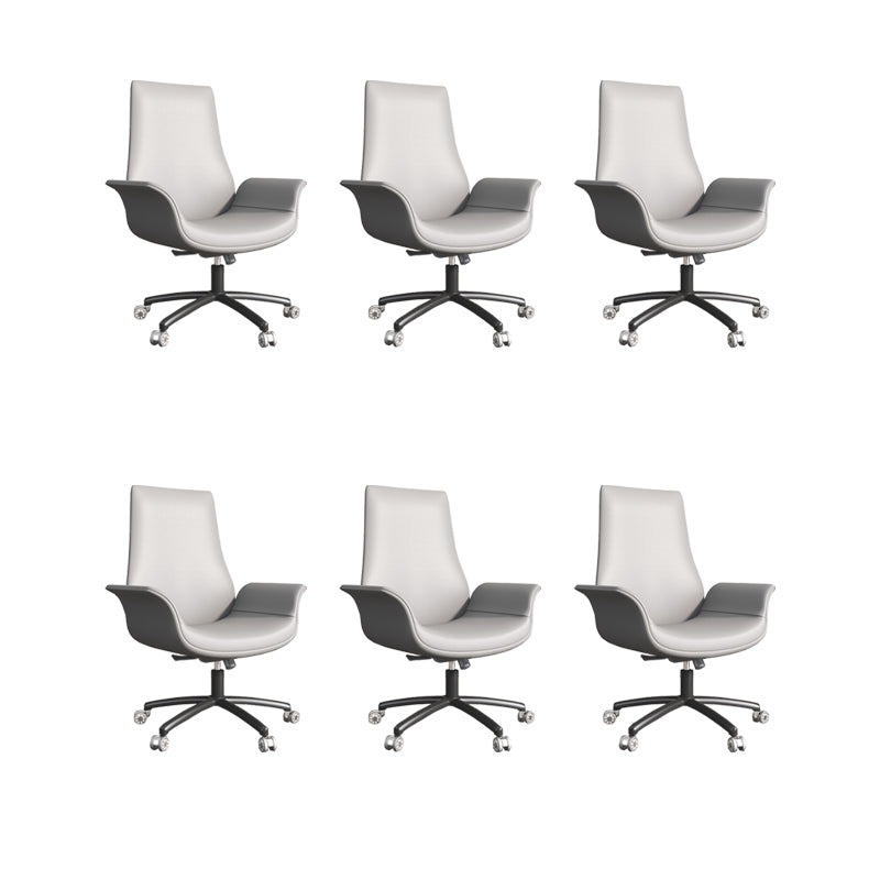 Modern Upholstered Office Chair Fixed Arm Task Chair with Steel Base