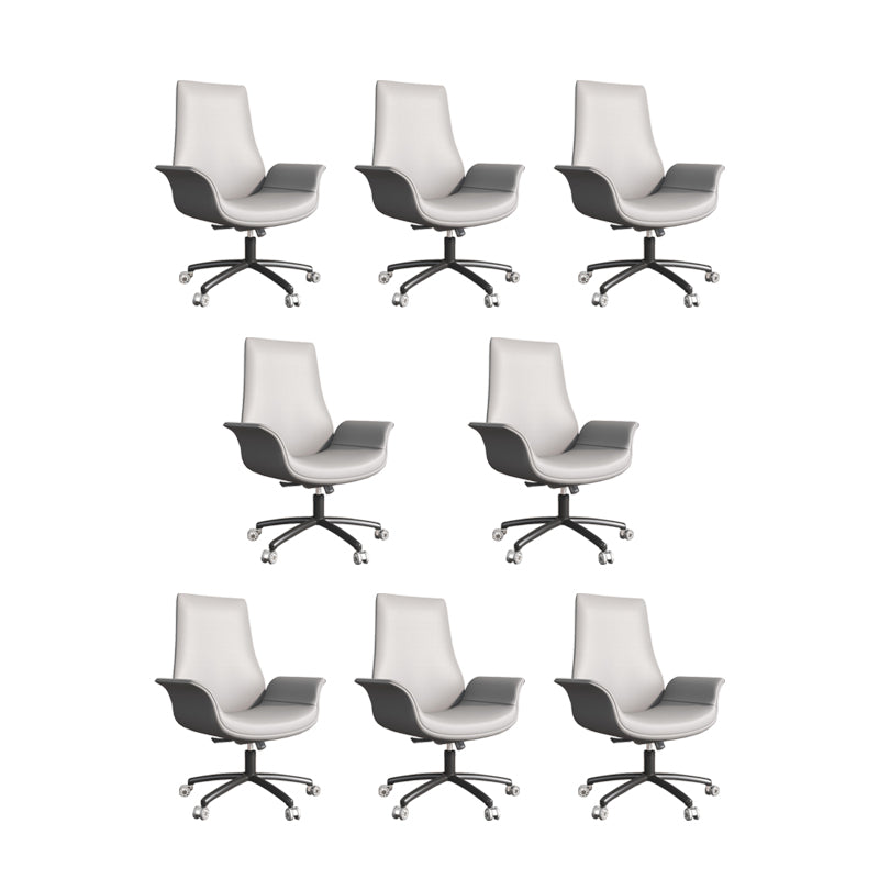 Modern Upholstered Office Chair Fixed Arm Task Chair with Steel Base