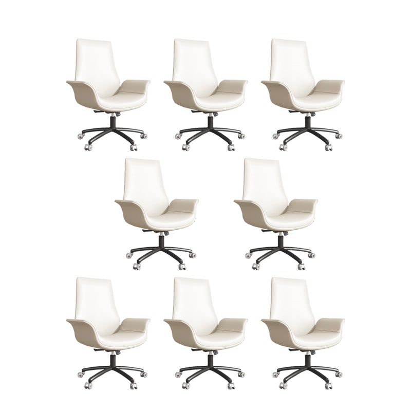 Modern Upholstered Office Chair Fixed Arm Task Chair with Steel Base