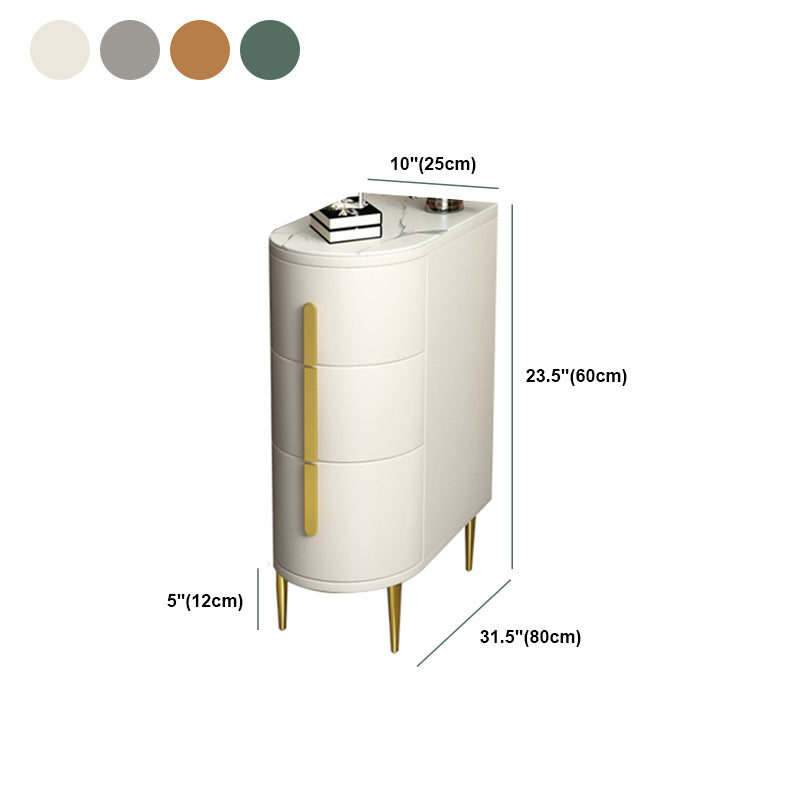 24 Inch H Glam Night Table Stone Top 3-Drawer Storage Legs Included Nightstand