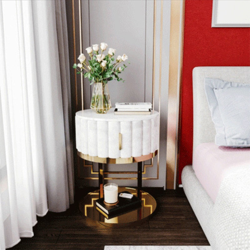 Modern 20 Inch H Bed Nightstand Stone Top 1-Drawer Shelf Included Night Table