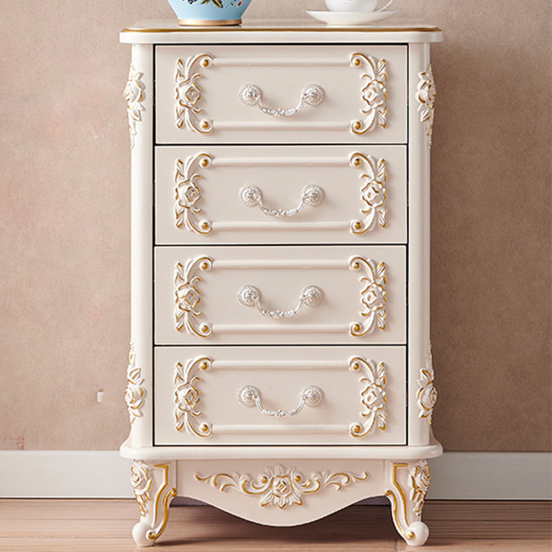 Glam Storage Chest White Artificial Wood Storage Chest Dresser with Drawers and Doors