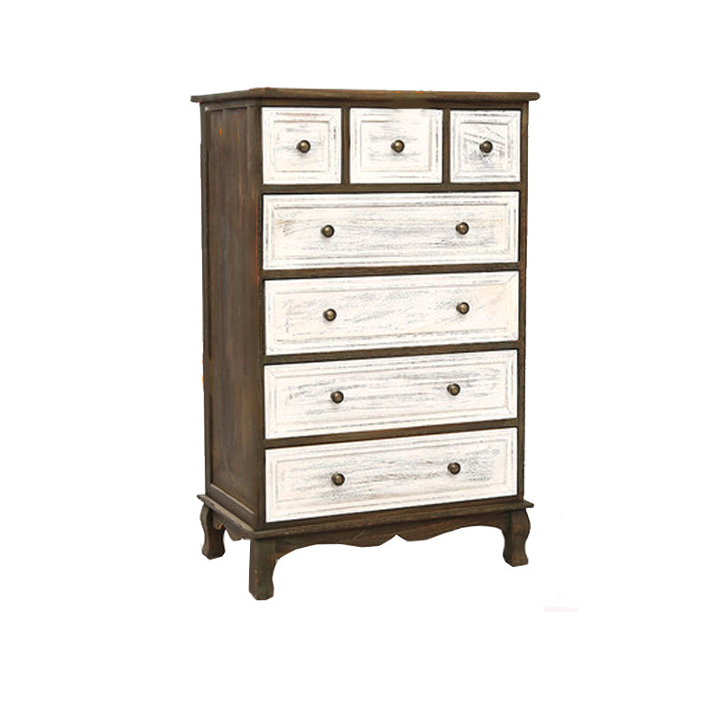 14" D Solid Wood Storage Chest Traditional Vertical Lingerie Chest with Drawers