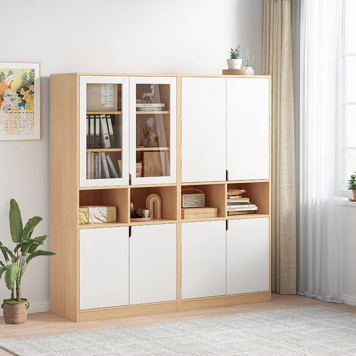 Wooden Standard Bookcase 12" D with Doors Closed Back Vertical Bookshelf