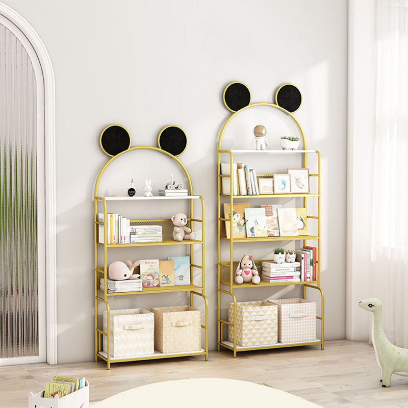 Modern Metal Bookshelf Etagere Vertical Open Shelf Bookcase in Burnish