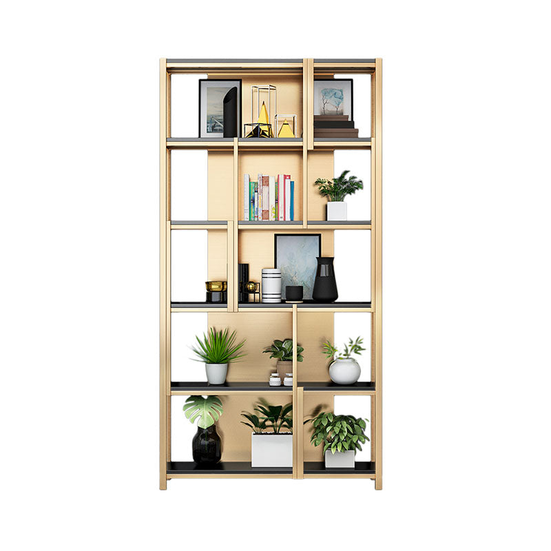 Modern Metal Bookshelf Etagere Open Shelf Bookcase in Burnish
