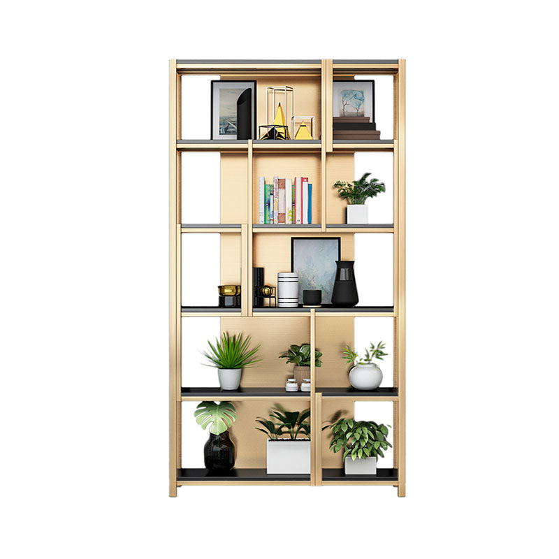Modern Metal Bookshelf Etagere Open Shelf Bookcase in Burnish