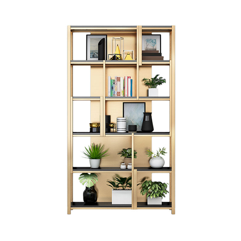 Modern Metal Bookshelf Etagere Open Shelf Bookcase in Burnish