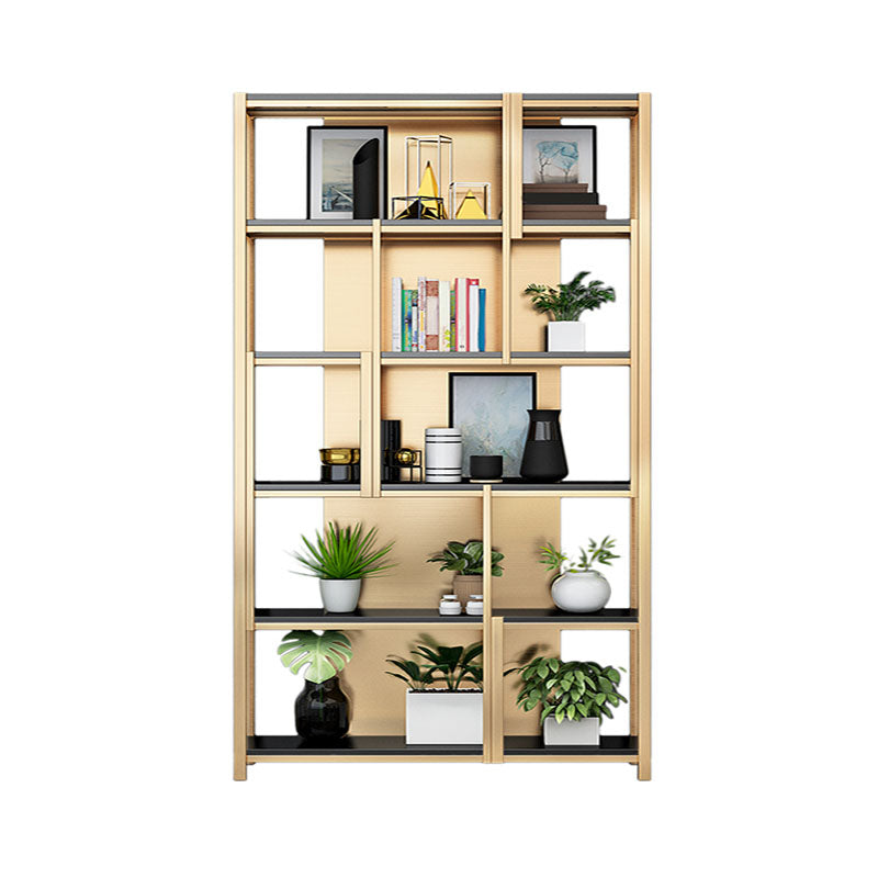 Modern Metal Bookshelf Etagere Open Shelf Bookcase in Burnish