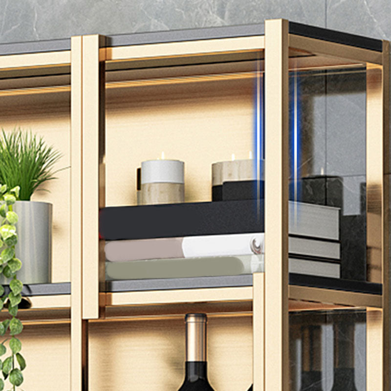 Modern Metal Bookshelf Etagere Open Shelf Bookcase in Burnish