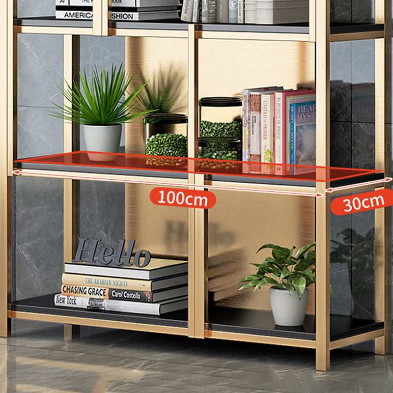 Modern Metal Bookshelf Etagere Open Shelf Bookcase in Burnish