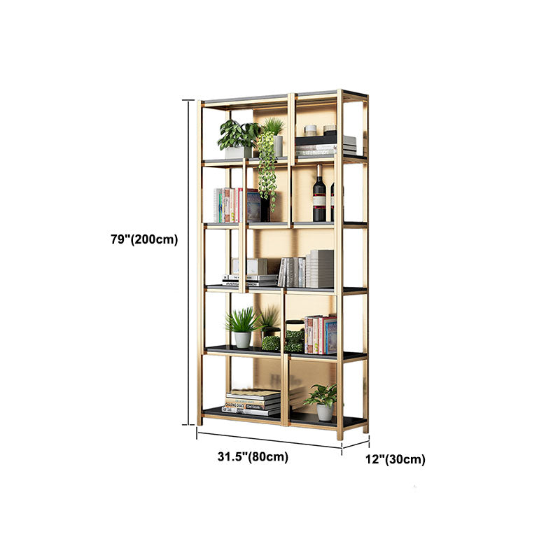 Modern Metal Bookshelf Etagere Open Shelf Bookcase in Burnish