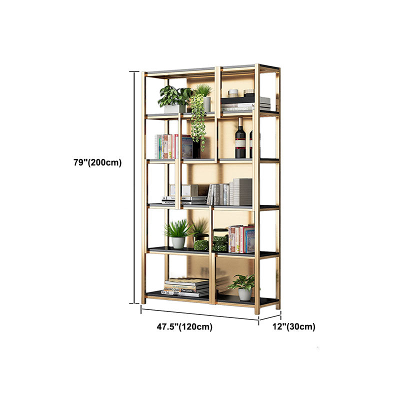 Modern Metal Bookshelf Etagere Open Shelf Bookcase in Burnish