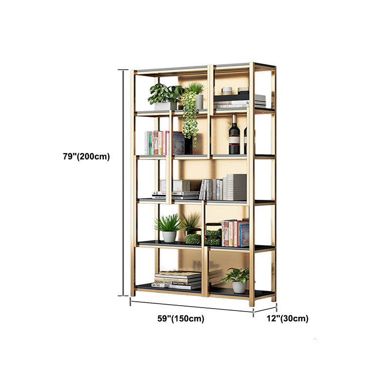 Modern Metal Bookshelf Etagere Open Shelf Bookcase in Burnish