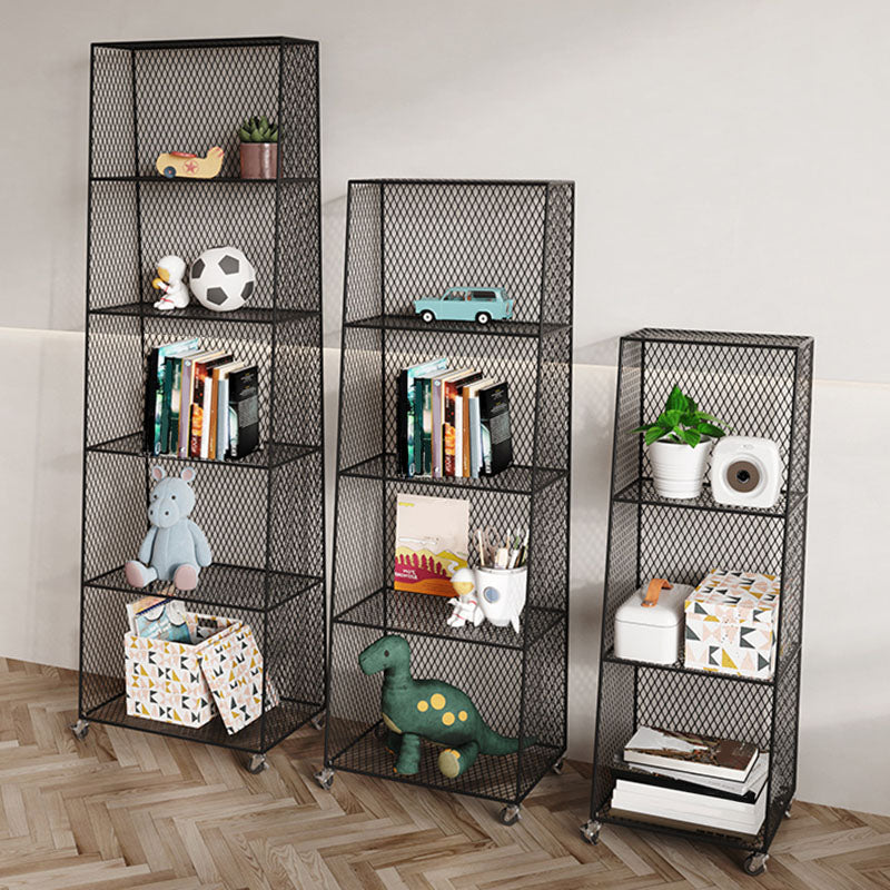 Modern Metal Bookshelf Standard Closed Back Bookcase in Burnish