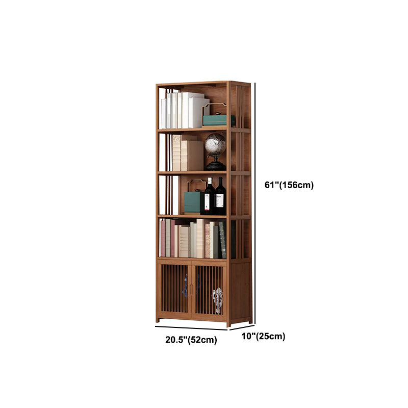 Modern Bamboo Bookshelf Brown Closed Back Shelf Bookcase With Cabinets