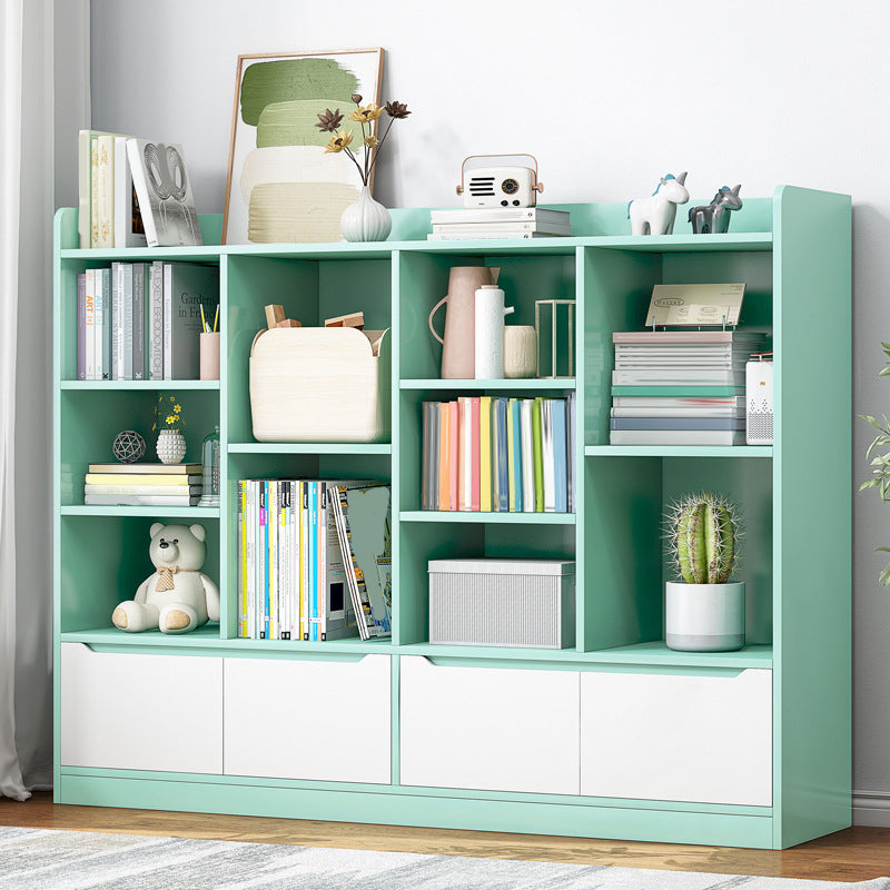 Wooden Bookcase 8" D Closed Back Bookshelf with Doors for Living Room