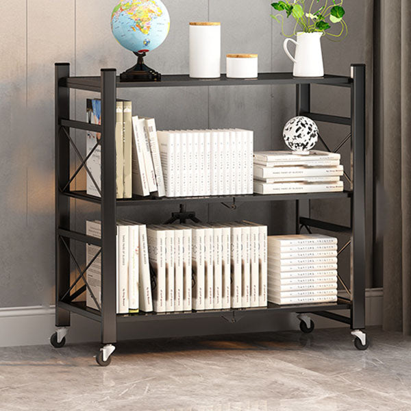 Modern Carbon Steel Bookcase with Folding Geometric Bookshelf for Any Room
