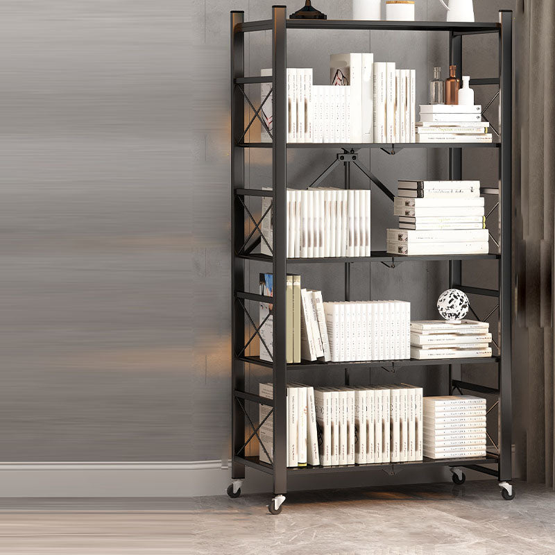 Modern Carbon Steel Bookcase with Folding Geometric Bookshelf for Any Room