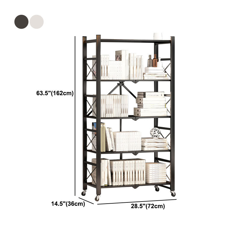 Modern Carbon Steel Bookcase with Folding Geometric Bookshelf for Any Room