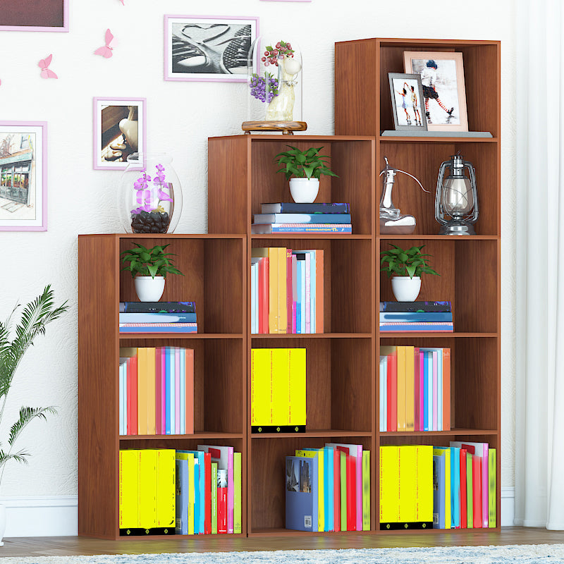 Modern Engineered Wood Bookcase Closed Back Standard Book Shelf for Living Room