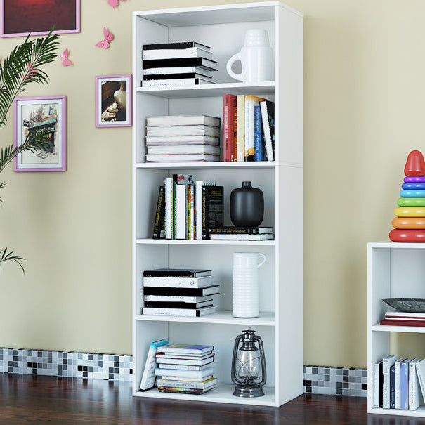 Modern Engineered Wood Bookcase Closed Back Standard Book Shelf for Living Room