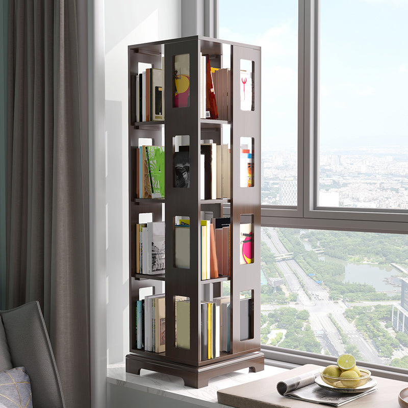 Solid Wood Bookshelf Scandinavian Rotatable Open Back Bookshelf