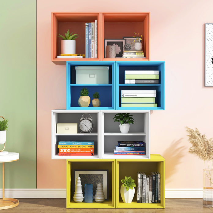 Modern Square Bookcase Metal Bookshelf for Bedroom , 13.7" W X 11.8" D X 13.7" H