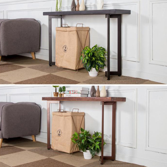Mid-Century Modern Console Table with Wooden Rectangle Top for Hall