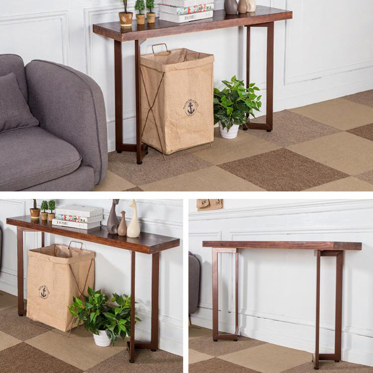 Mid-Century Modern Console Table with Wooden Rectangle Top for Hall