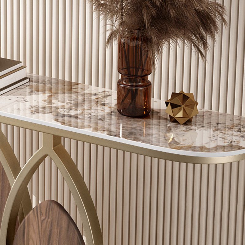 Glam Iron Half Moon Scratch Resistant Stain Resistant End Table