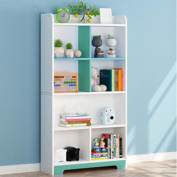 Vertical Wooden Bookcase White Closed Storage Bookshelf for Home Office