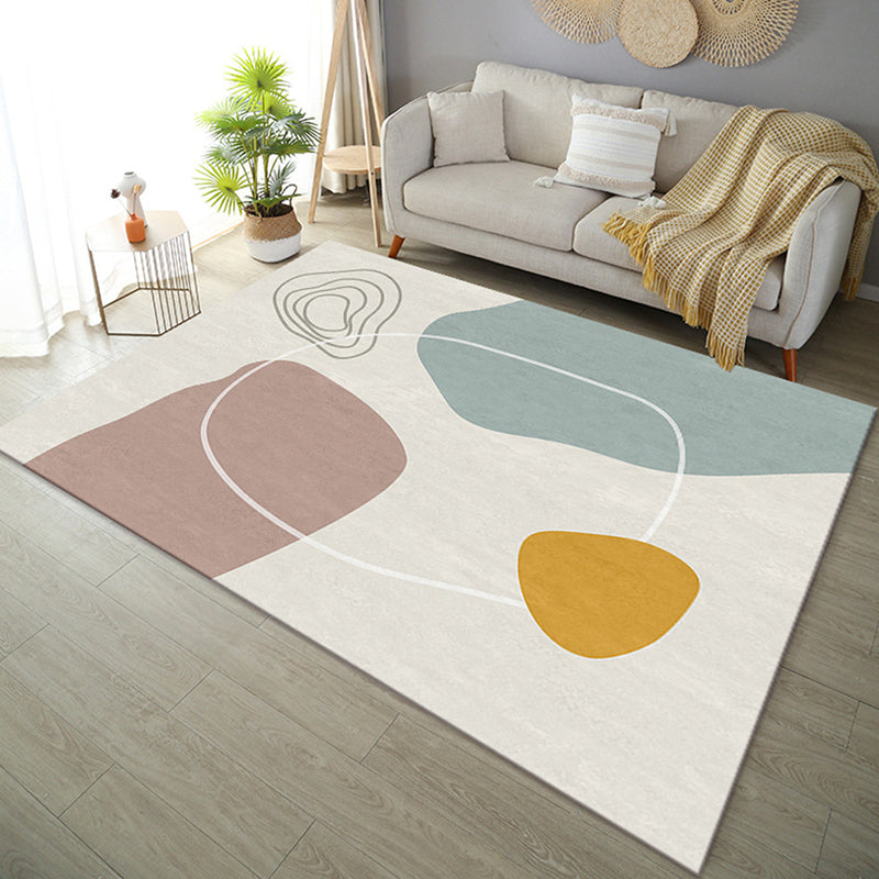 Simplicity Carpet Contemporary Polyester Rug Washable Indoor Rug for Home Decor