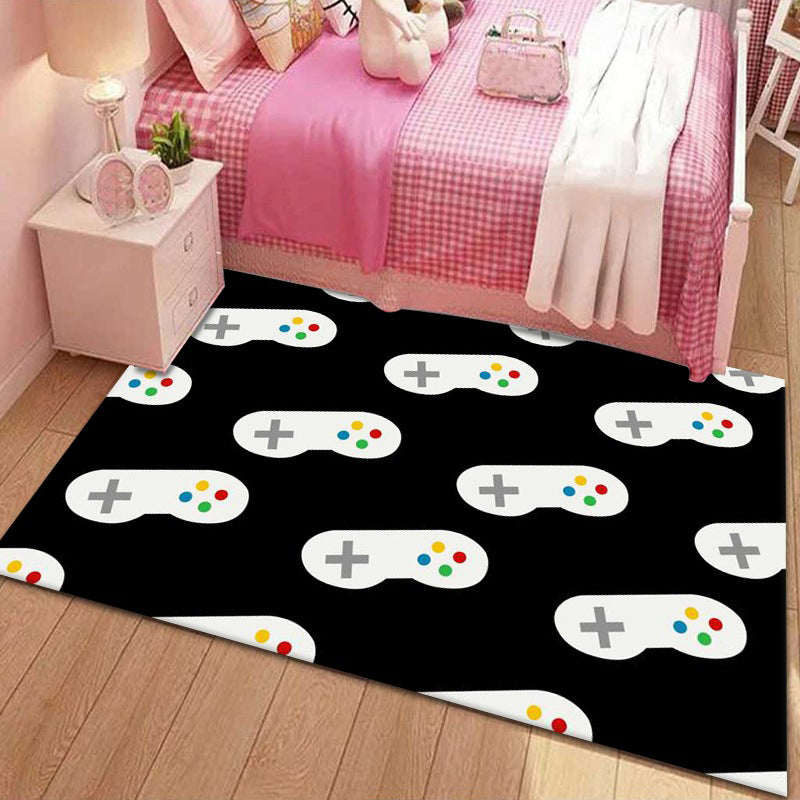 Trendy Gamepad Printed Carpet Polyester Indoor Rug Pet Friendly Rug for Adult's Bedroom