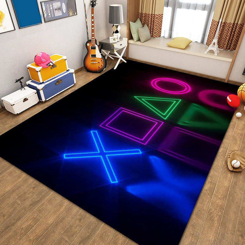 Trendy Gamepad Printed Carpet Polyester Indoor Rug Pet Friendly Rug for Adult's Bedroom