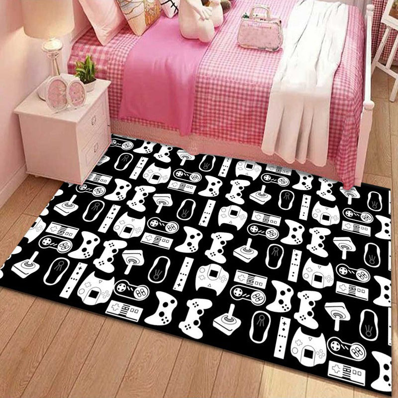 Trendy Gamepad Printed Carpet Polyester Indoor Rug Pet Friendly Rug for Adult's Bedroom