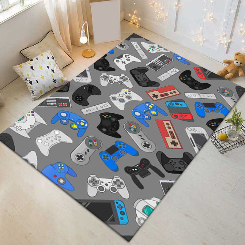 Trendy Gamepad Printed Carpet Polyester Indoor Rug Pet Friendly Rug for Adult's Bedroom