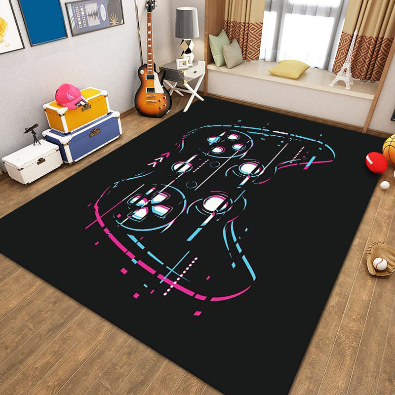 Trendy Gamepad Printed Carpet Polyester Indoor Rug Pet Friendly Rug for Adult's Bedroom
