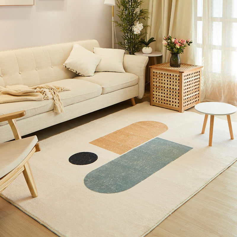 White Color Lump Carpet Polyester Casual Carpet Washable Carpet for Drawing Room