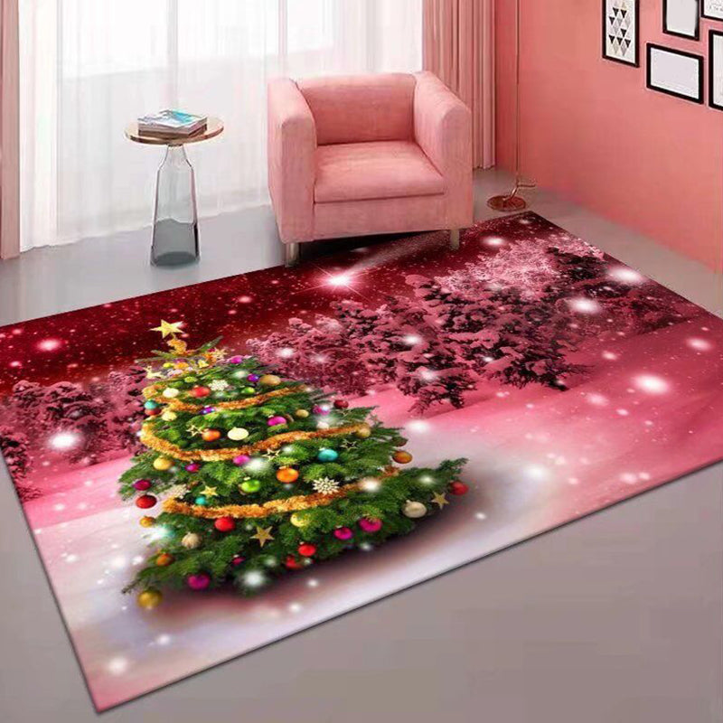 Trendy Christmas Pattern Carpet Polyester Indoor Rug Non-Slip Backing Rug for Living Room