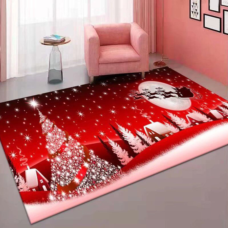 Trendy Christmas Pattern Carpet Polyester Indoor Rug Non-Slip Backing Rug for Living Room